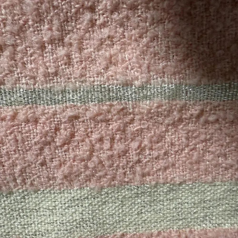 Hand Woven Pink & Cream/Metallic stripes Wool Throw by Grant Hand Weavers 20x82‎
